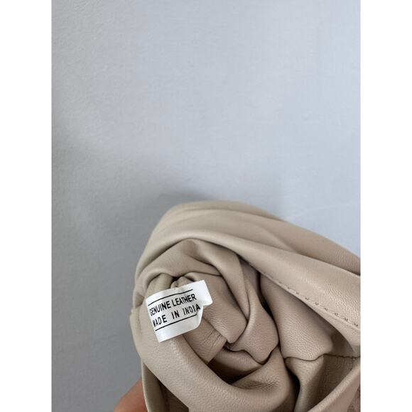 Kujten Marl Beige Leather Trousers High-Rise Elastic Waistband Size Large L NEW - Picture 9 of 9